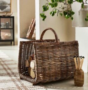 Woven Rattan Firewood Storage